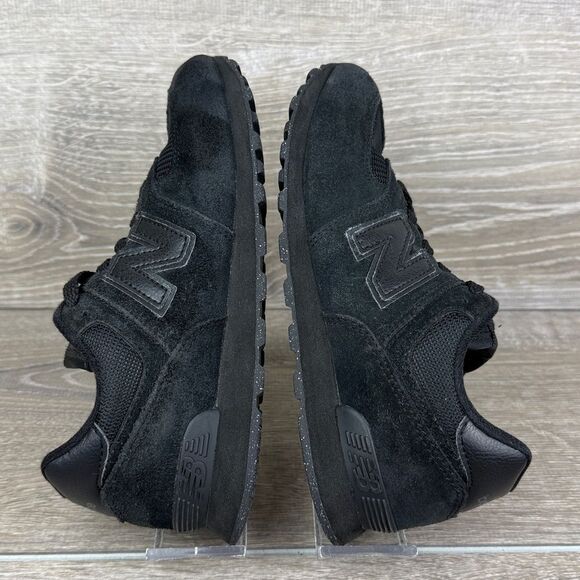 New Balance Classic 574 Little Boy Sz 3M Triple Black Low Top Lace Up Sneakers - Picture 10 of 11